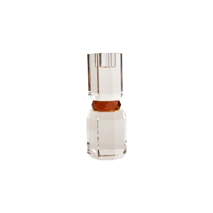 Kristal Mum Tutucu, Şeffaf/Sarı/Amber, 18,5X7X7 Cm