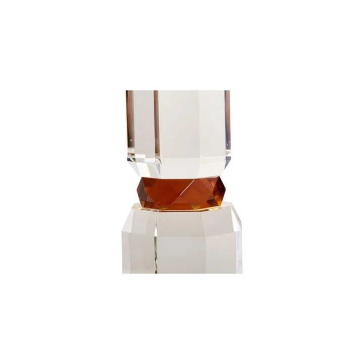 Kristal Mum Tutucu, Şeffaf/Sarı/Amber, 18,5X7X7 Cm