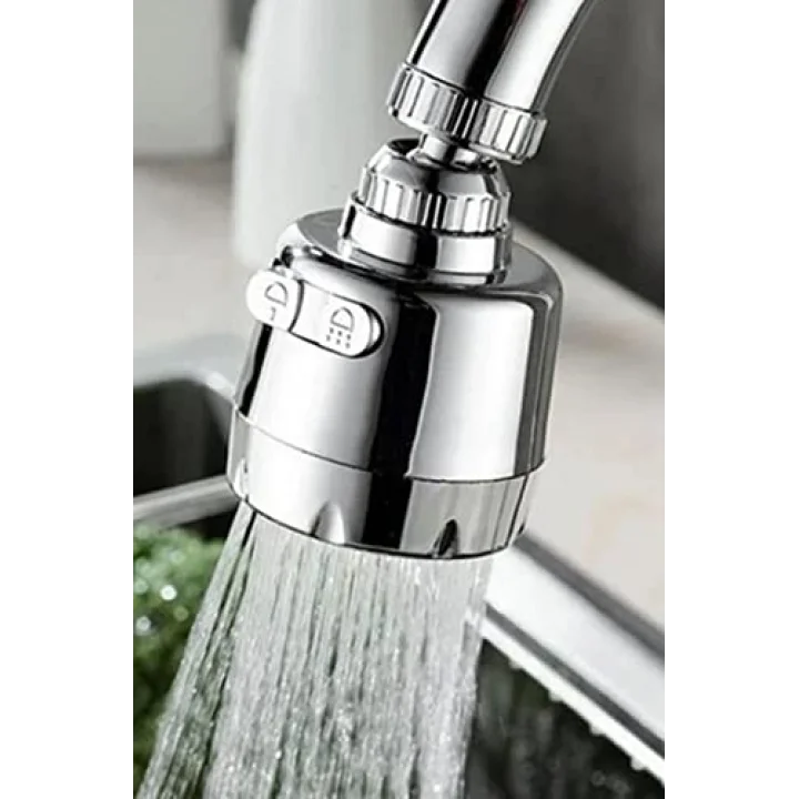 Krom 3 Fonksiyonlu Mutfak Lavabo Başlığı 360 Derece Dönen Tasarruflu Musluk Başlığı 1410