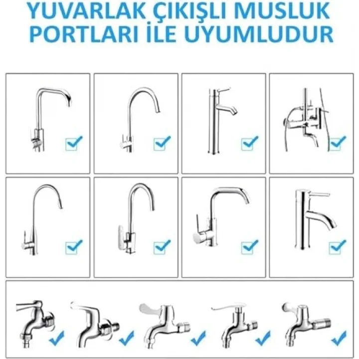 Krom Fonksiyonlu Tasarruflu Oynar Başlıklı Eviye Musluk Spiral Batarya Ucu