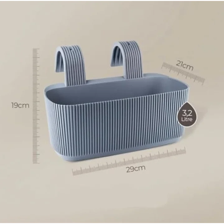 KRS-249 Plastik Pera Askılı Balkon Saksı 3.2 Lt Gök Mavi 5 Adet