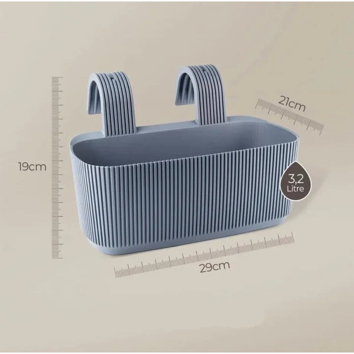 KRS-249 Plastik Pera Askılı Balkon Saksı 3.2 Lt Gök Mavi 5 Adet