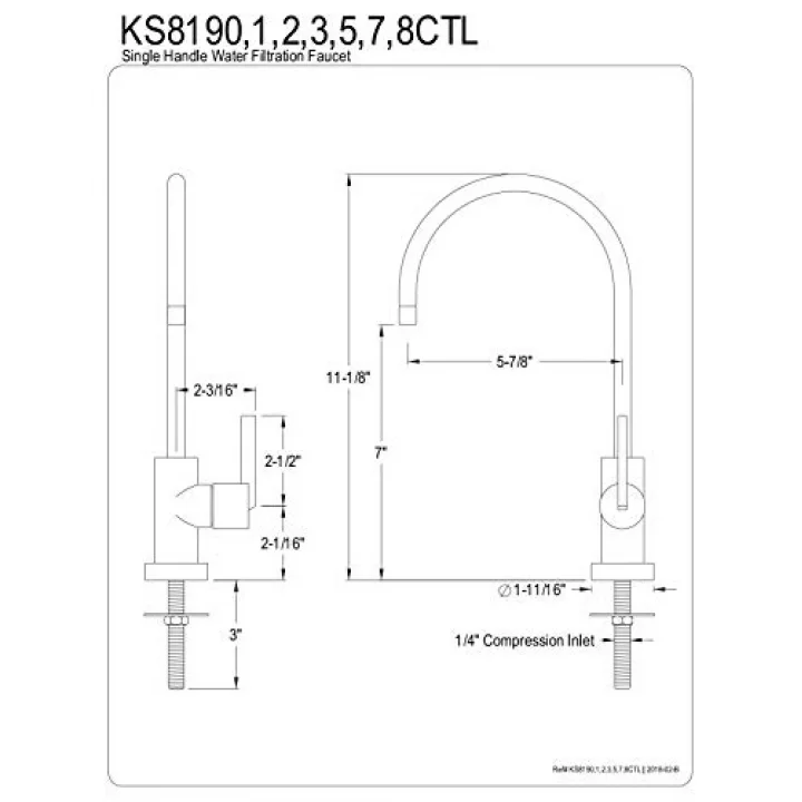 KS8198CTL Continental Su Filtrasyon Musluk, Fırçalanmış Nikel