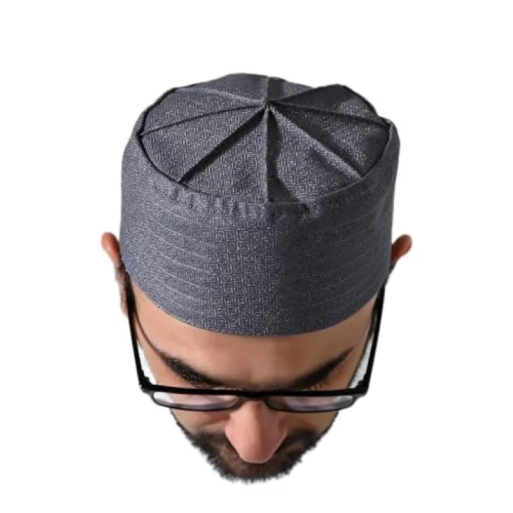 Kubbeli Kalıp Namaz Takkesi Gri Gri 58
