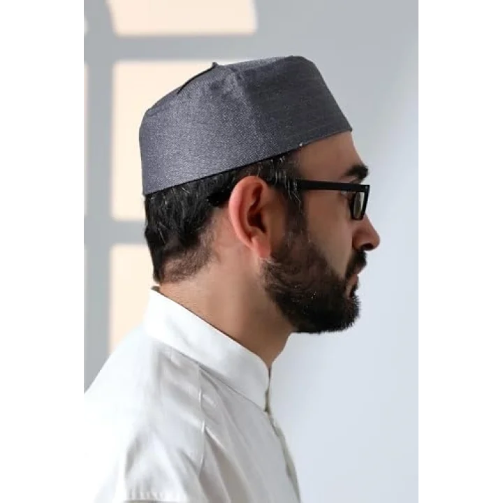 Kubbeli Kalıp Namaz Takkesi Gri Gri 58