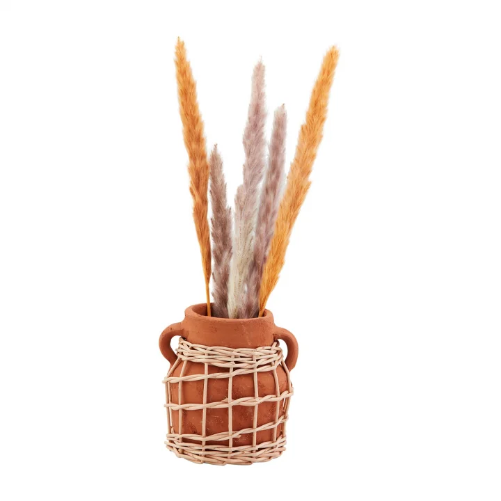 Küçük Terracotta Rattan Vazo; 5 1/2 x 4 3/4 Çap