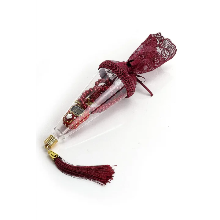 Külah Ambalajlı İnci Tesbih (Bordo)
