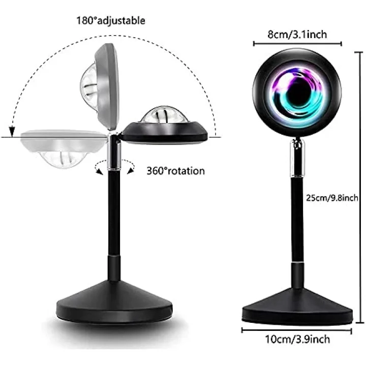 Kumandalı Gün Batımı Projektörü RGB 16 Renk UFO Projeksiyon USB Masa Lambası