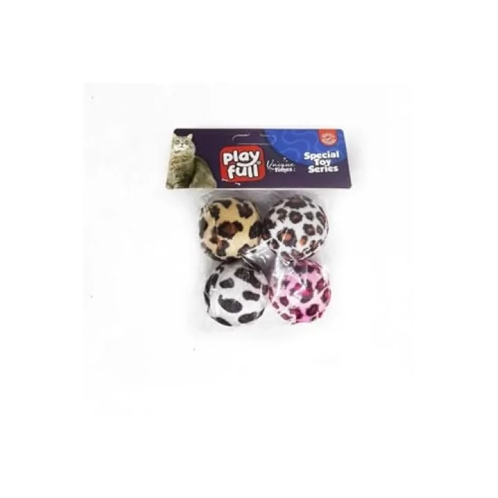 Kumaş Top Kedi Oyuncağı 3,5 Cm 4Lü Beyaz
