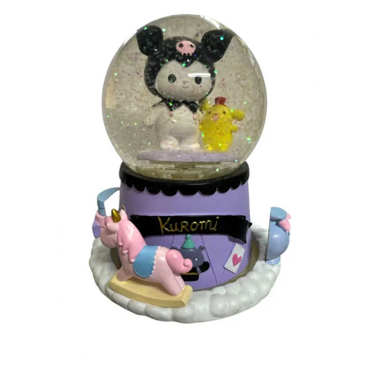 Kuromi Ve Pompompurin Gözü Açık Dev Boy Işıklı Müzikli Kar Küresi