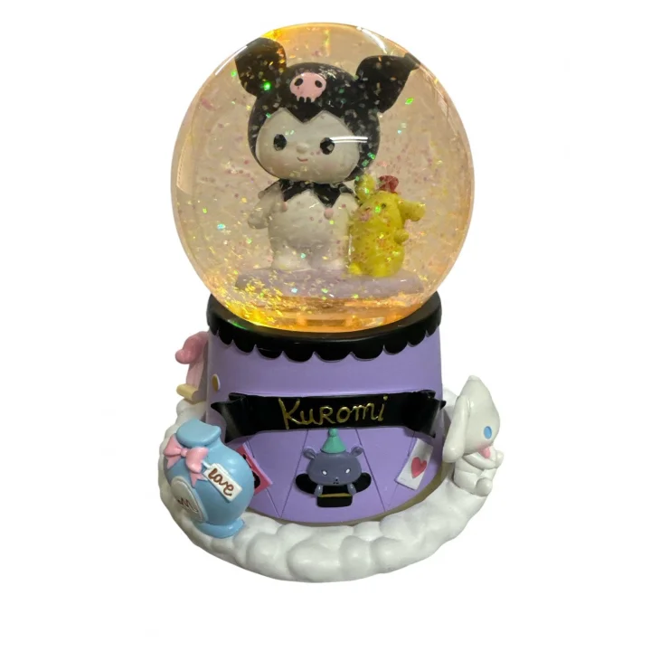 Kuromi Ve Pompompurin Gözü Açık Dev Boy Işıklı Müzikli Kar Küresi