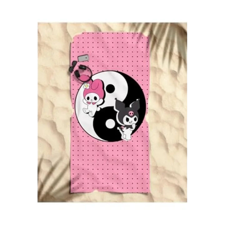 kuromi ying yang baskılı piaj havlusu Renkli Tek Ebat