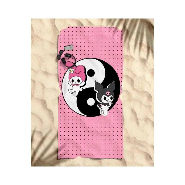 kuromi ying yang baskılı piaj havlusu Renkli Tek Ebat