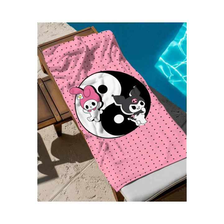 kuromi ying yang baskılı piaj havlusu Renkli Tek Ebat