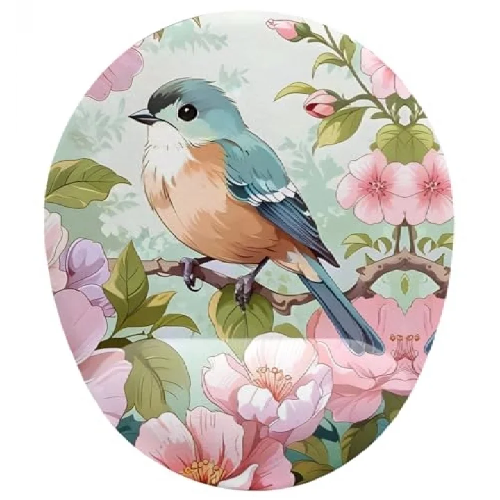 Kuş ve Çiçek Desenli Mouse Pad