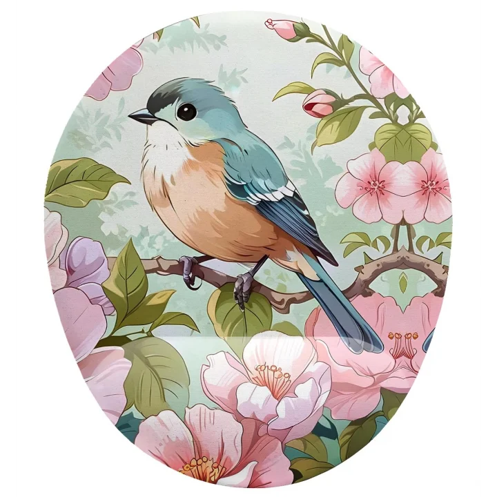Kuş ve Çiçek Desenli Mouse Pad