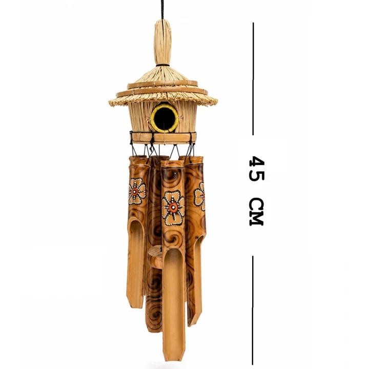 Kuş Yuvalı Bambu Dekoratif Rüzgar Çanı