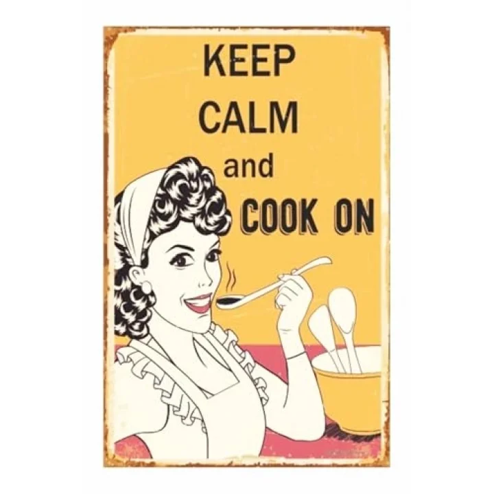 Kuşe Kağıt Duvar Posteri Keep Calm And Cook On Retro Vintage Drtr0029
