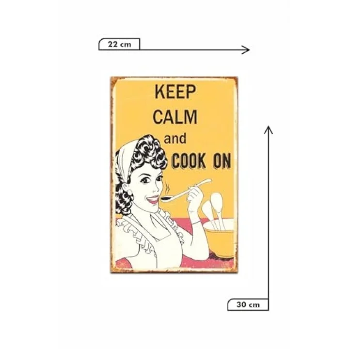 Kuşe Kağıt Duvar Posteri Keep Calm And Cook On Retro Vintage Drtr0029