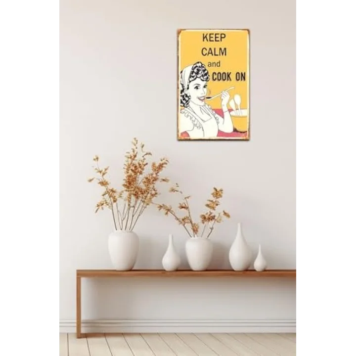 Kuşe Kağıt Duvar Posteri Keep Calm And Cook On Retro Vintage Drtr0029