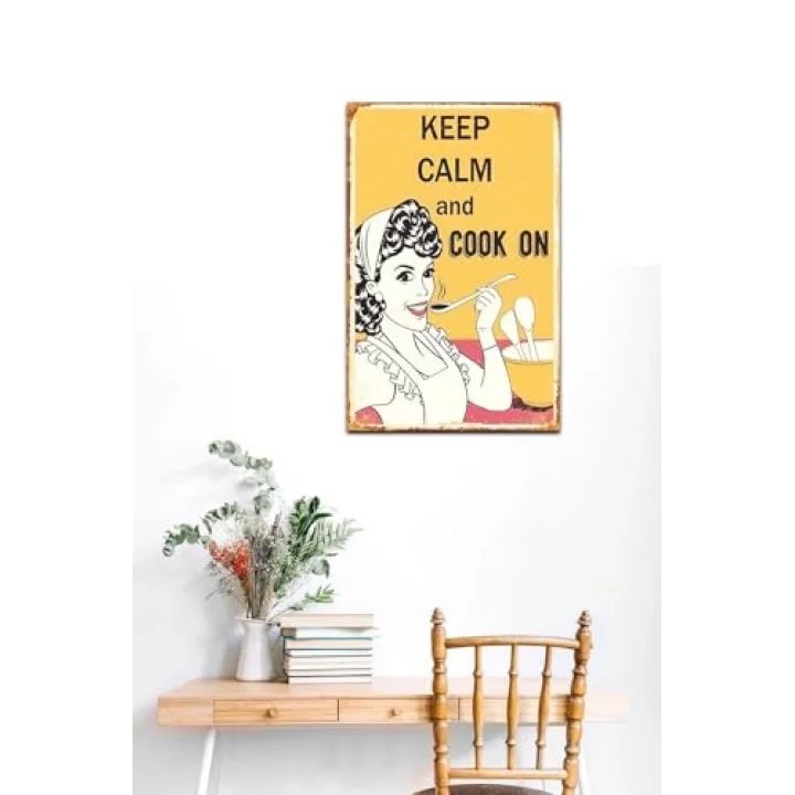 Kuşe Kağıt Duvar Posteri Keep Calm And Cook On Retro Vintage Drtr0029
