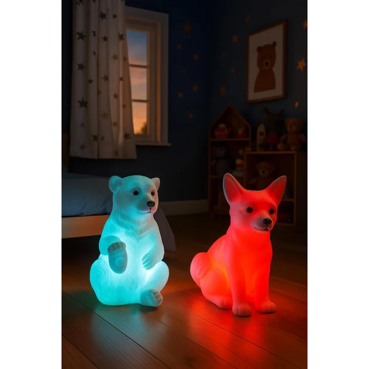 Kutup Ayısı ve Kar Tilkisi RCB renk değiştiren led gece lambası