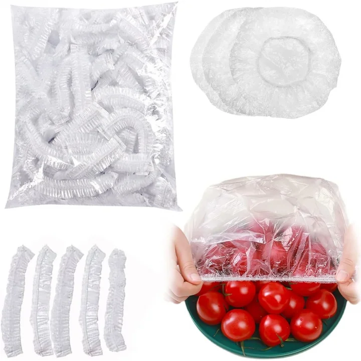 Kyrotech 100’lü Yeniden Kullanılabilir Elastik Plastik Kase Kapakları – Şeffaf, 12x30 cm, Hava Geçirmez Gıda Saklama Bonesi, Ev ve Restoran İçin