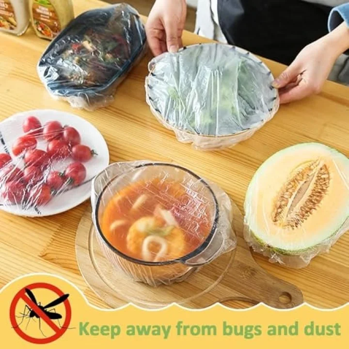 Kyrotech 100’lü Yeniden Kullanılabilir Elastik Plastik Kase Kapakları – Şeffaf, 12x30 cm, Hava Geçirmez Gıda Saklama Bonesi, Ev ve Restoran İçin