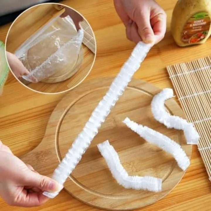 Kyrotech 100’lü Yeniden Kullanılabilir Elastik Plastik Kase Kapakları – Şeffaf, 12x30 cm, Hava Geçirmez Gıda Saklama Bonesi, Ev ve Restoran İçin