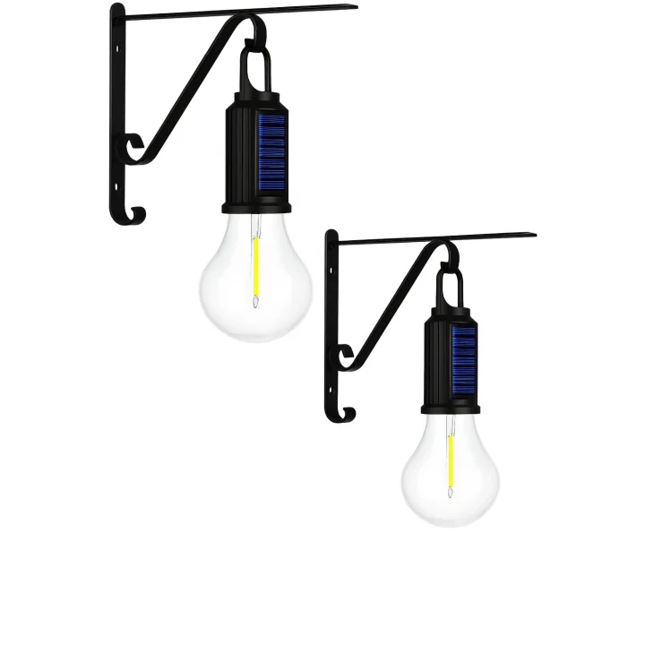 Kyrotech 2 Li Set Güneş Enerjili LED Dış Mekan Lamba, Su Geçirmez, Ferforje Askılı, USB Type-C Şarjlı, 3 Modlu, Kapı Önü, Bahçe, Balkon, Garaj ve İşyeri Giriş Aydınlatması, Dekoratif Solar Lamba