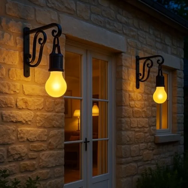 Kyrotech 2 Li Set Güneş Enerjili LED Dış Mekan Lamba, Su Geçirmez, Ferforje Askılı, USB Type-C Şarjlı, 3 Modlu, Kapı Önü, Bahçe, Balkon, Garaj ve İşyeri Giriş Aydınlatması, Dekoratif Solar Lamba