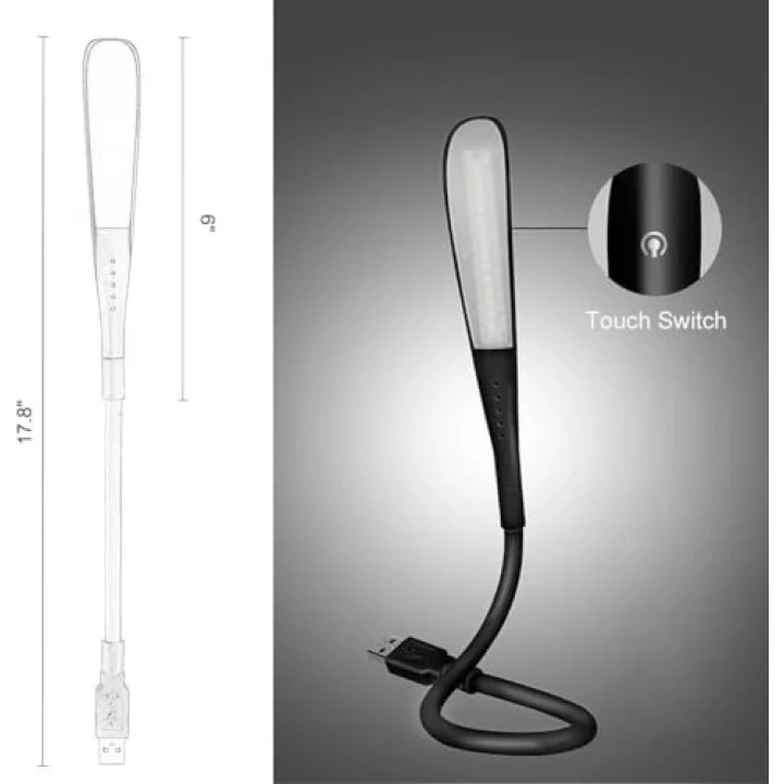Kyrotech 3 Mod Seviyeli Dokunmatik USB LED Masa Lambası, 14 LED Beyaz Işık, Ayarlanabilir Parlaklık, Kitap Okuma Lambası, Çalışma Masası Ofis Lambası, PC, Laptop Uyumlu, Gece Lambası