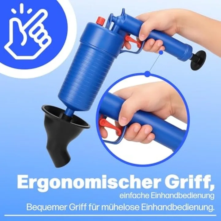 Kyrotech Basınçlı Hava Gider Açıcı Tabanca, 4 Kauçuk Adaptörlü, Kimyasalsız Mekanik Pompalı Boru Temizleyici, 3,5 Bar Yüksek Basınçlı, Tuvalet, Lavabo, Duş ve Mutfak Giderleri İçin Uygundur