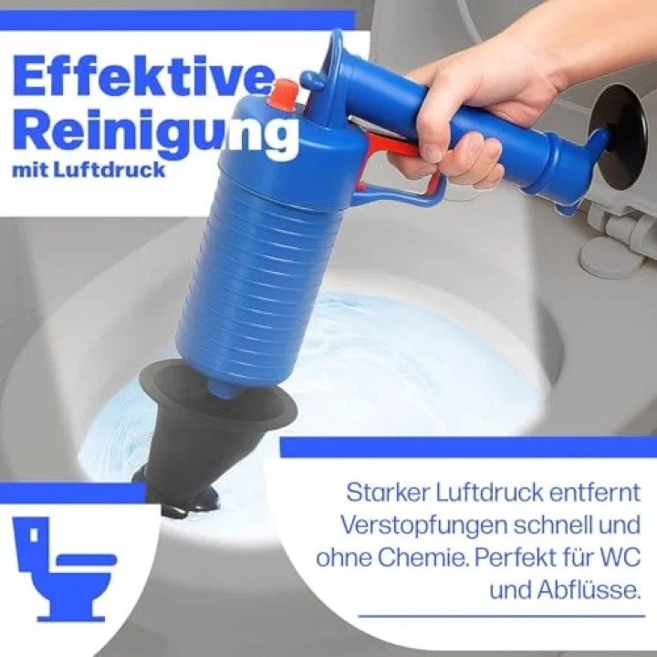 Kyrotech Basınçlı Hava Gider Açıcı Tabanca, 4 Kauçuk Adaptörlü, Kimyasalsız Mekanik Pompalı Boru Temizleyici, 3,5 Bar Yüksek Basınçlı, Tuvalet, Lavabo, Duş ve Mutfak Giderleri İçin Uygundur