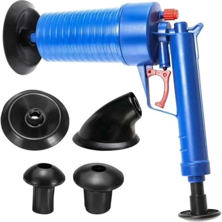 Kyrotech Basınçlı Hava Gider Açıcı Tabanca, 4 Kauçuk Adaptörlü, Kimyasalsız Mekanik Pompalı Boru Temizleyici, 3,5 Bar Yüksek Basınçlı, Tuvalet, Lavabo, Duş ve Mutfak Giderleri İçin Uygundur