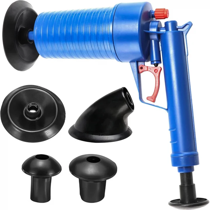 Kyrotech Basınçlı Hava Gider Açıcı Tabanca, 4 Kauçuk Adaptörlü, Kimyasalsız Mekanik Pompalı Boru Temizleyici, 3,5 Bar Yüksek Basınçlı, Tuvalet, Lavabo, Duş ve Mutfak Giderleri İçin Uygundur
