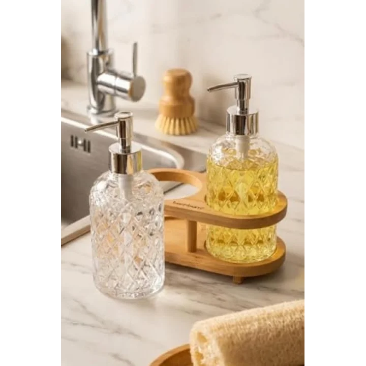 Lanzo - Bambu Standlı 2li Sabunluk Seti