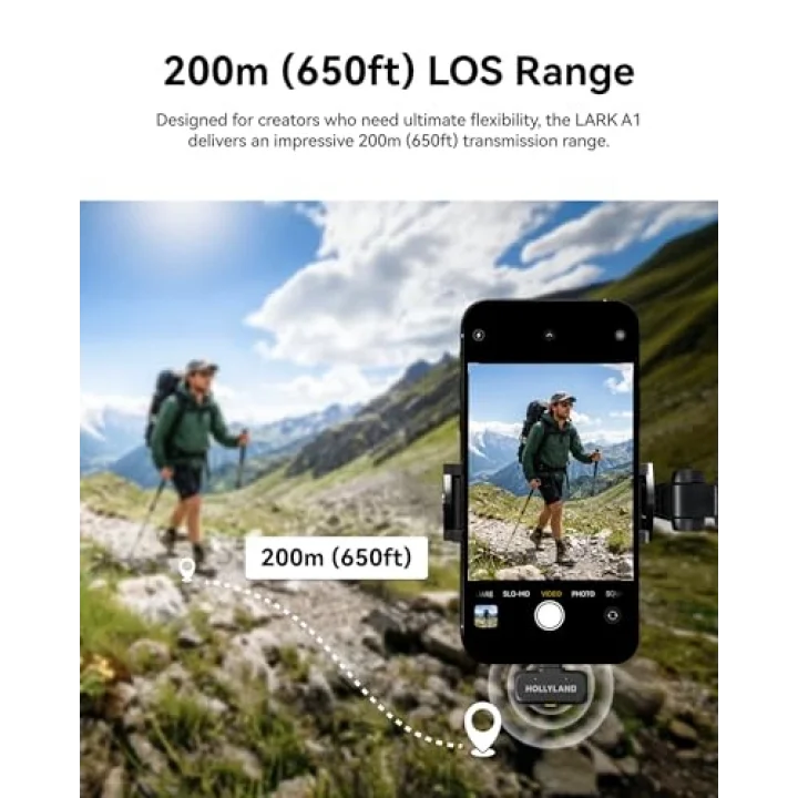 LARK A1 Kablosuz Mini Mikrofon, iPhone 15/16 ve Android için, 48 kHz/24 bit, 3 Seviyeli Akıllı Gürültü Engelleyici, YouTube, Podcast, Vlog için Mikrofon (Siyah, 2TX + USB-C RX + Şarj Kılıfı)