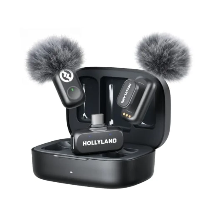LARK A1 Kablosuz Mini Mikrofon, iPhone 15/16 ve Android için, 48 kHz/24 bit, 3 Seviyeli Akıllı Gürültü Engelleyici, YouTube, Podcast, Vlog için Mikrofon (Siyah, 2TX + USB-C RX + Şarj Kılıfı)