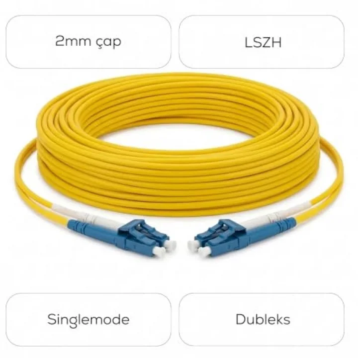 LC/UPC-LC/UPC Singlemode Dupleks 10 Metre Fiber Patch Cord