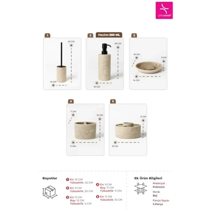 LEAF BANYO SETİ 5 PARÇA