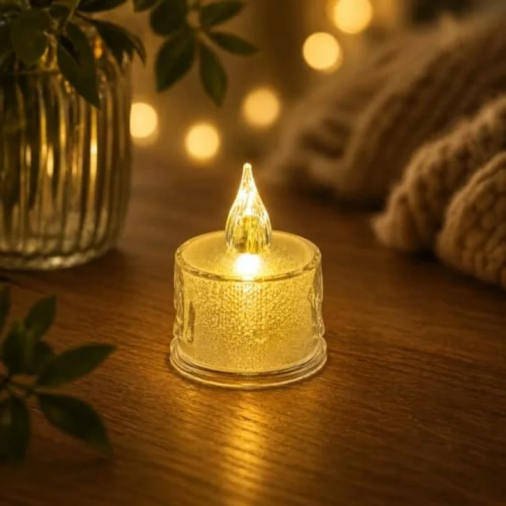 LED 3 Adet Dekoratif Mum Sarı Işık – Alev Efektli Tealight Gece Lambası