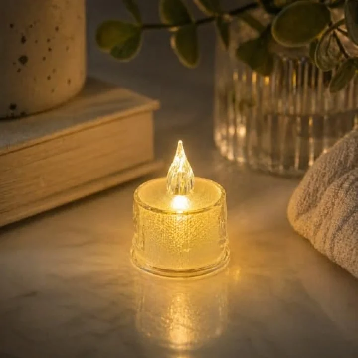 LED 3 Adet Dekoratif Mum Sarı Işık – Alev Efektli Tealight Gece Lambası