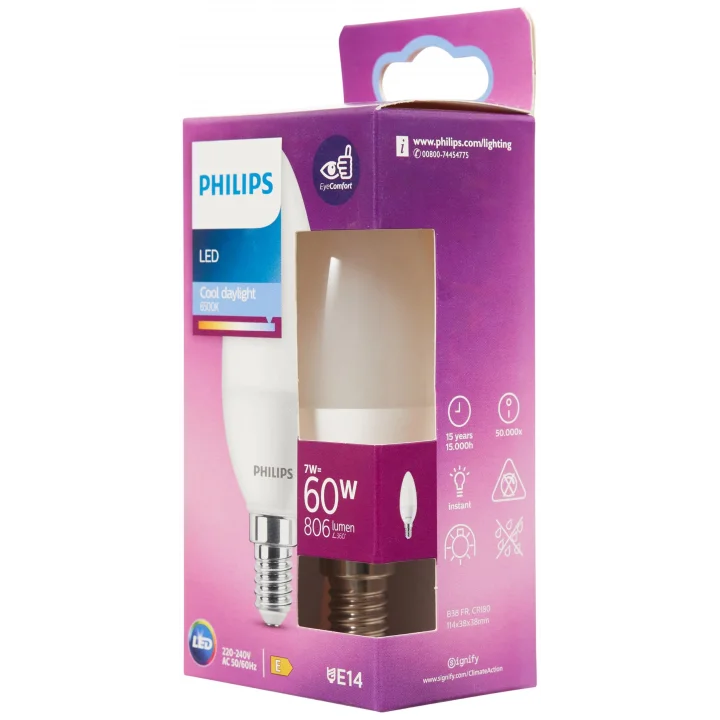 LED 60W B38 E14 Mum Tipi Beyaz Işık Dim Edilmez Ampul