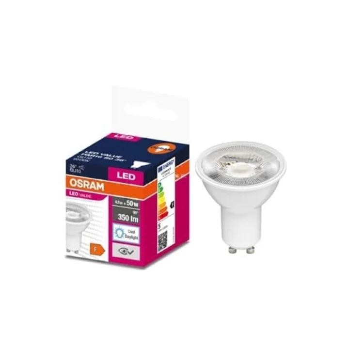 LED ampul, reflektör, GU10, gün ışığı beyazı, 6500K, kısılabilir değil, 36°