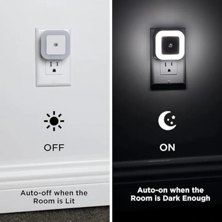 LED gece lambası, Duvara Takılan LED Gece Lambası, Alacakaranlık Sensörlü, 0.5w Gece Aydınlatması, Koridor, Merdiven, Mutfak, Banyo ve Yatak Odası İçin (6lı Paket)