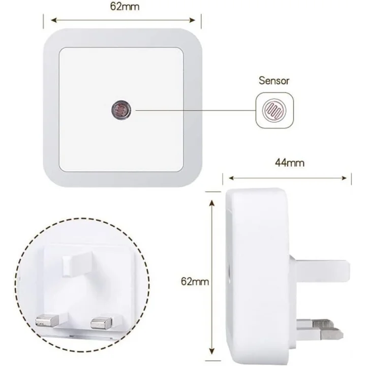 LED gece lambası, Duvara Takılan LED Gece Lambası, Alacakaranlık Sensörlü, 0.5w Gece Aydınlatması, Koridor, Merdiven, Mutfak, Banyo ve Yatak Odası İçin (6lı Paket)