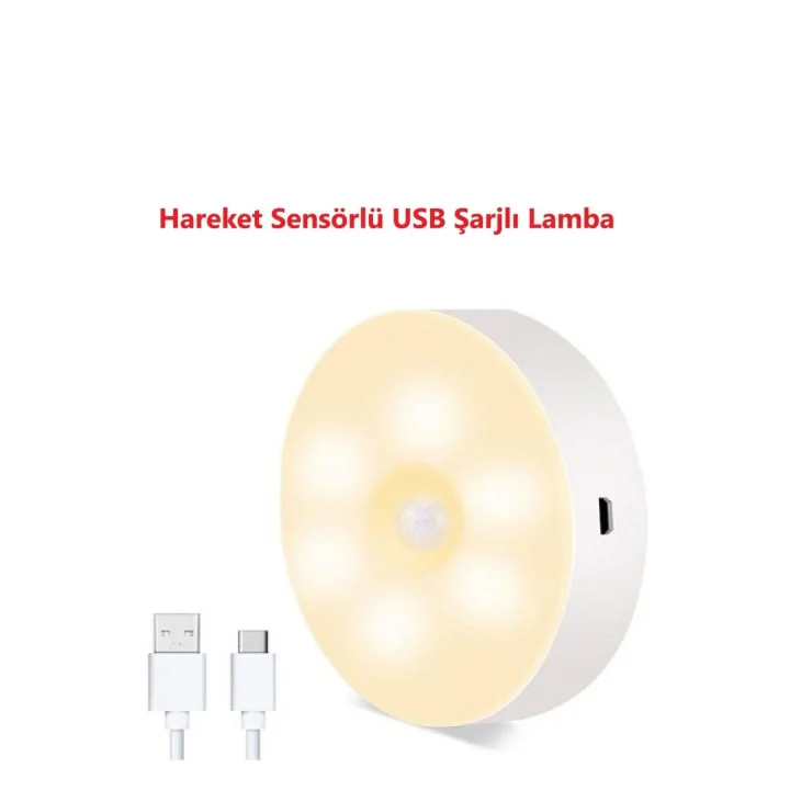 Led Gece Lambası Hareket Sensörü Şarj Edilebilir Duvara Monte Lamba 2 Adet