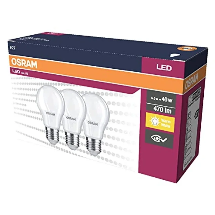 LED KLASİK LAMBA BEYAZ IŞIK 470 lm E27 3lü