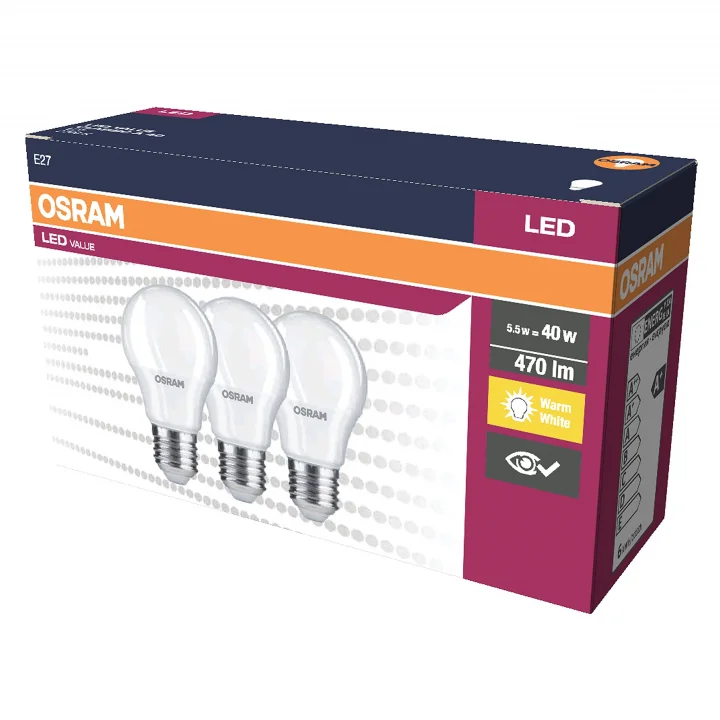 LED KLASİK LAMBA BEYAZ IŞIK 470 lm E27 3lü
